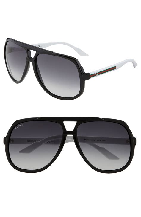 gucci blue and red stripe sunglasses|gucci 63mm aviator sunglasses.